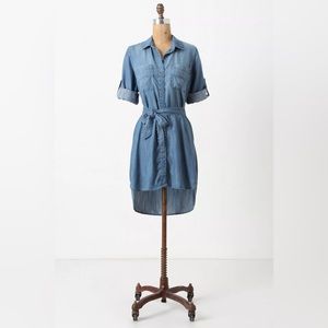 Anthropologie Bella Dahl Fremont Belted Chambray Shirtdress